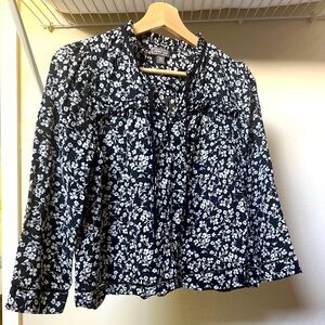 Black and White Floral Blouse
